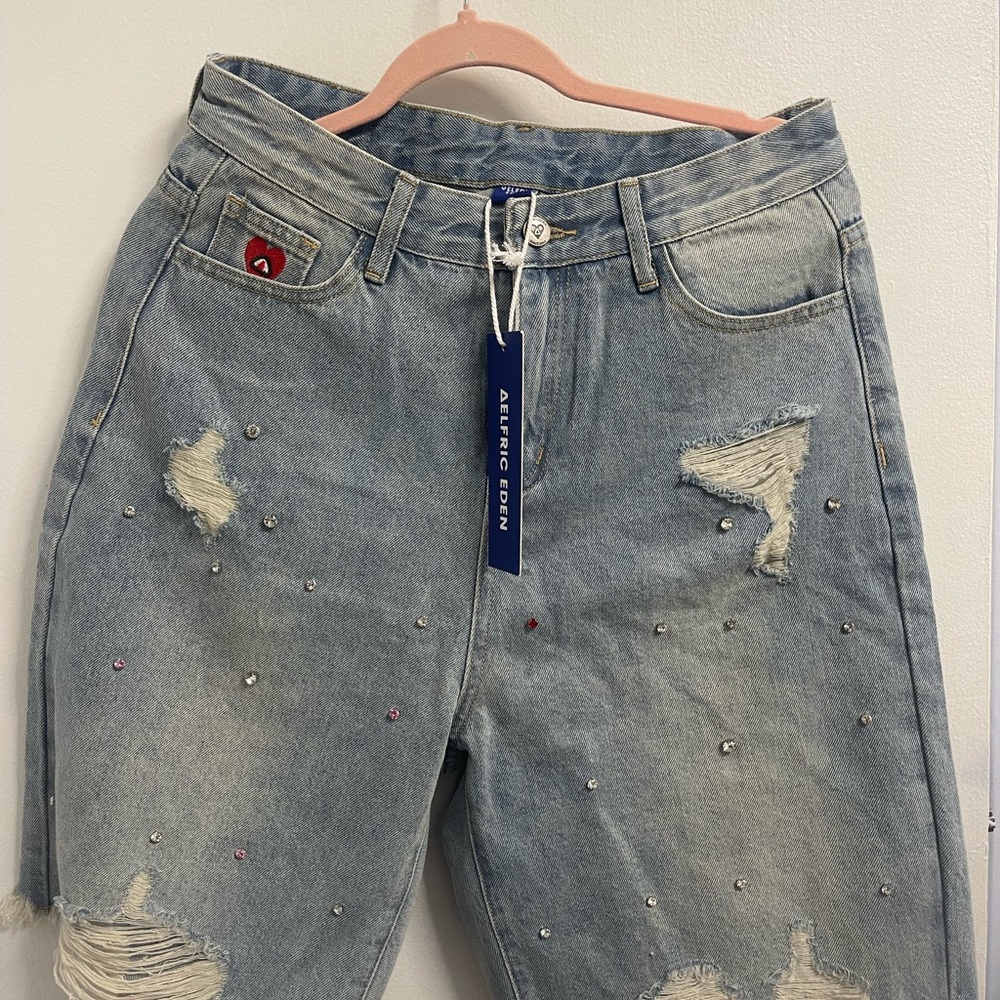 Aelfric Eden Light Blue Embellished Boyfriend Jeans